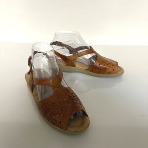 Airstep Brown Leather Adjustable Strap Sandals Womens Size 7.5 Comfort Sole Shoe